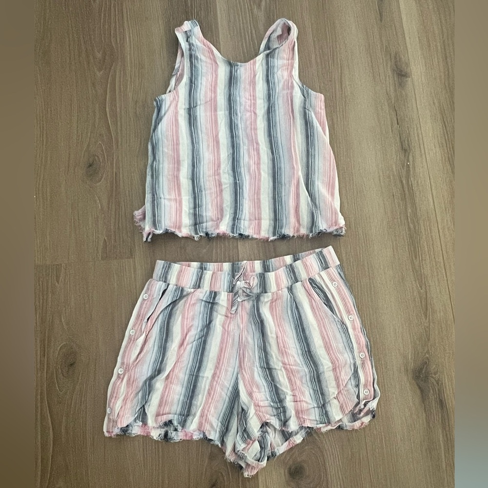 Gianni Bini Pink and Gray Striped Kids Matching Set
